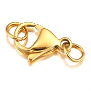 Karabinlås med o-ringe. 18k forgyldt rustfri stål. 10 mm.